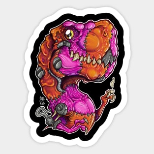 Frankenstein's T.Rex with a cup of coffee Sticker